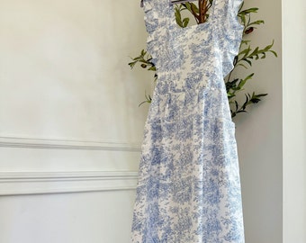 Sukienka z fartuchem bawełnianym Toile de Jouy: fartuch kuchenny w stylu koreańskim w stylu vintage