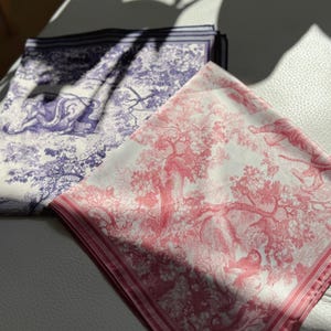 Pañuelo de Toile de Jouy, regalo de boda para hombre y mujer, pañuelo de novio, azul francés y blanco.