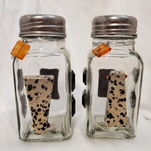 Decorative Beige and Black Salt and Pepper Shakers