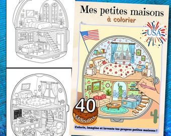 Il mio mini libro da colorare di case in stile USA di Polly Pocket - PDF stampabile
