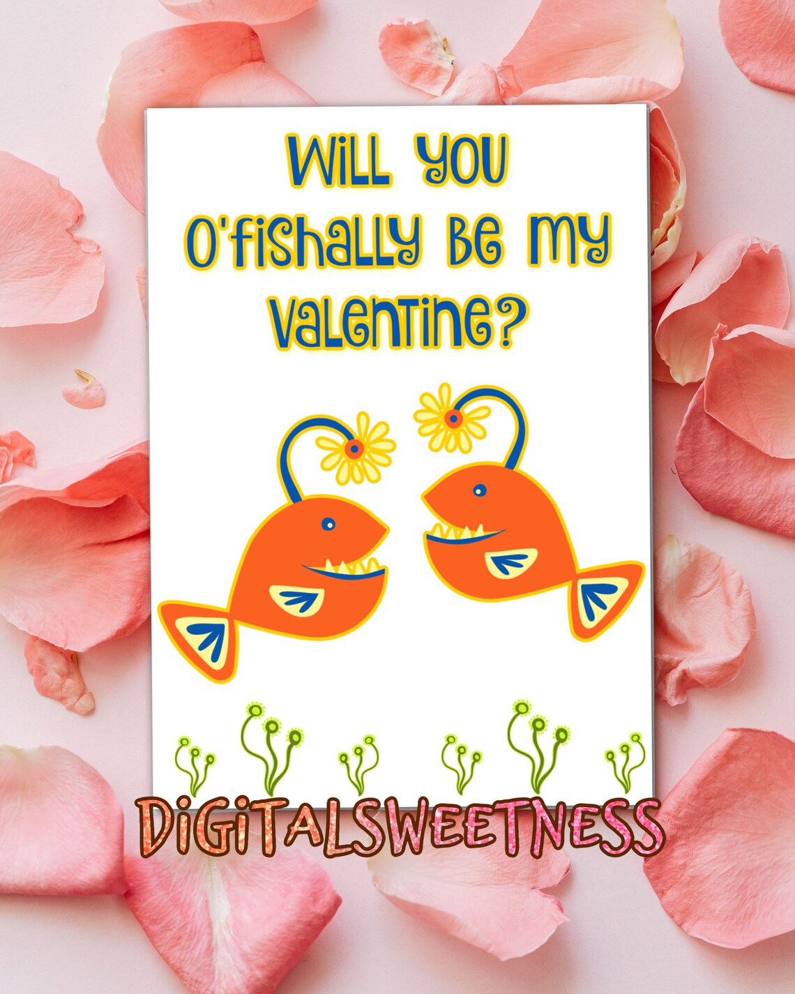 Angler Fish Cartoon Kids Valentine Cards 5 Individual Designs | Etsy