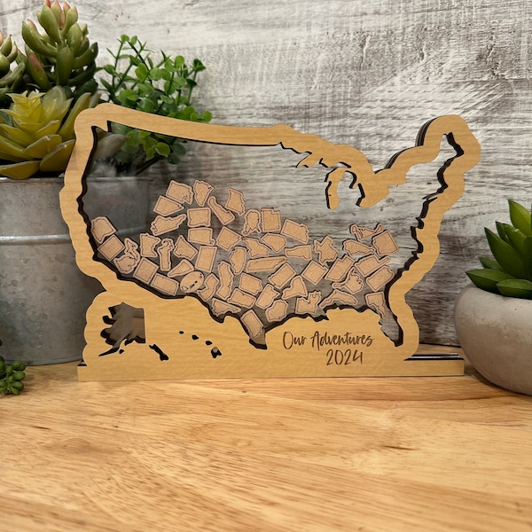 Shaker USA Adventure Map/Shipping Map with 50 Laser Ready States included! SVG FILE-Glowforge Ready