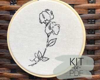 Beginner Hand Embroidery Kit - ‘Sweet Pea’, Embroidery Starter Kit / Hand Embroidery Kit DIY /Embroidery hoop art/ Flower Embroidery Art