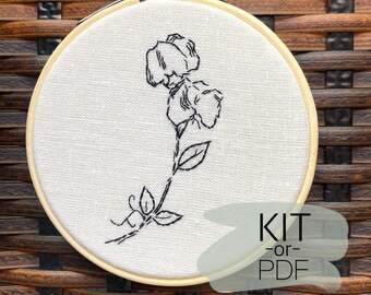 Kit de inicio para bordar guisantes de olor: Arte de bordado con flores (Patrón PDF)