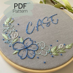 Custom PDF pattern embroidery last name wedding gift, Digital download embroidery pattern, family name sign, anniversary gift