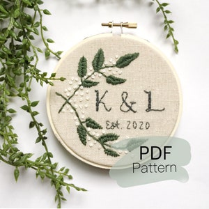 Custom Couple Initial PDF Embroidery Pattern / Personalized Wedding Embroidery Pattern / DIY Hand Embroidery / Digital PDF Download