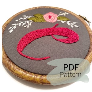 花文字の刺繍パターン、即時ダウンロード、イニシャルモノグラム