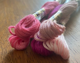 BARBIE Embroidery floss pack - Pink palette, Embroidery Floss Skeins Pack of 5, Hand Embroidery Floss Skein Bundle, Pink Craft String Art