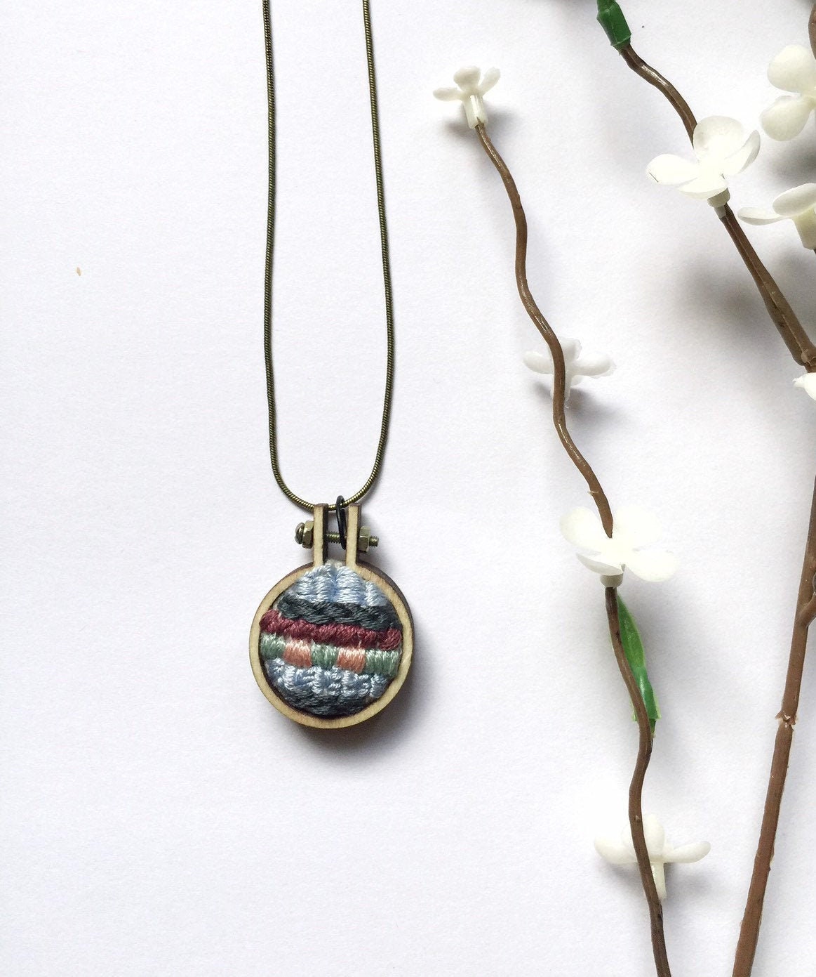 Mini Embroidery Hoop Necklace / Handmade Necklace / Gifts for Etsy