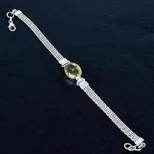 Green Amethyst Bracelet: Adjustable 925 Sterling Silver Jewelry