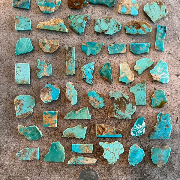 Exact Lot of Pilot Mountain 3.4 oz - 95  grams Old Stock Maisel/Bell line of stabilized turquoise rough slabs! T24