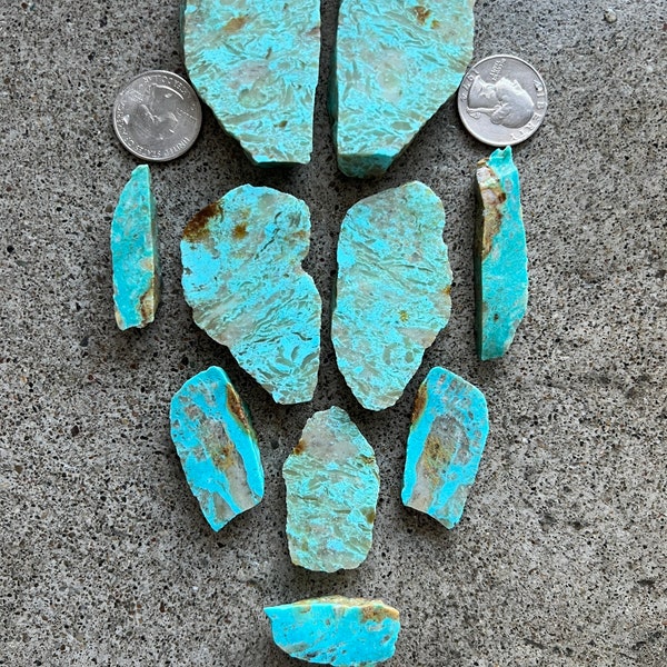 Exact Lot of Turquoise Mountain Mine 131 grams of stabilized turquoise rough slabs! T24