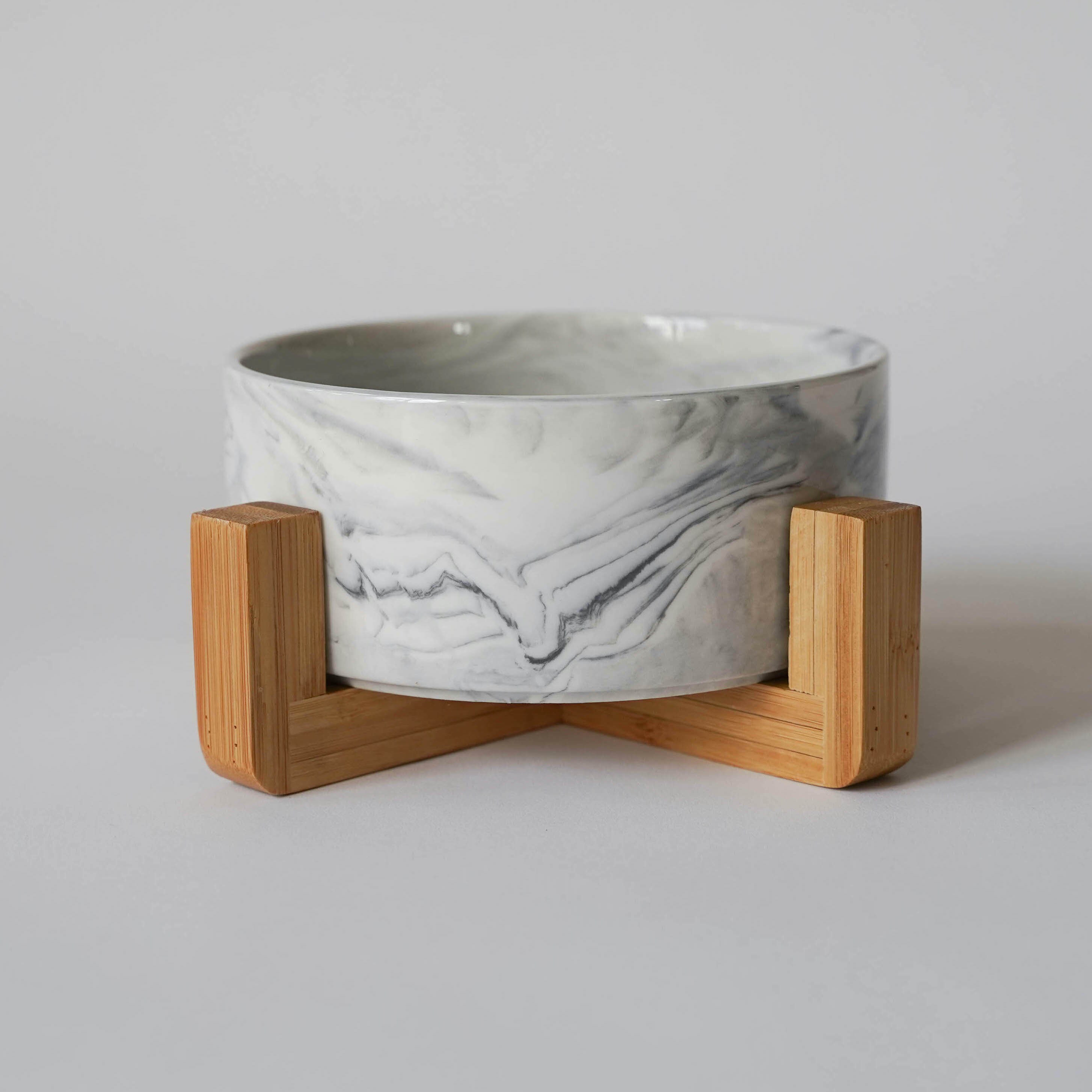 Bol Moderne de Chien Mi-Siècle, Bol Marbre, Cuvette Chien, en Céramique, Céramique avec Stand