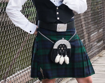 Black Watch Kilt - In-Stock - Homespun Wool Blend Tartan - Black Watch Modern and Campbell Clan Modern Tartan - Kilts for Men