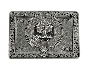 Scottish Hamilton Clan Belt Buckle Through Vintage Pewter Tone Art Pewter Hamilton Clan Crest Belt Buckle Buckle-C32  main image 2