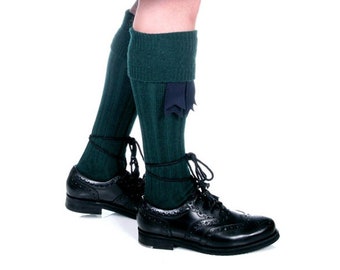 Bottle Green Kilt Hose - Wool Blend - Made in Scotland - Hunter Green - The Celtic Croft - Kilt Socks