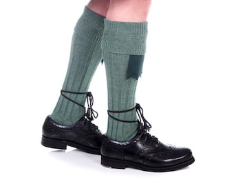 Lovat Green Kilt Hose - Wool Blend - Made in Scotland - The Celtic Croft - Kilt Socks