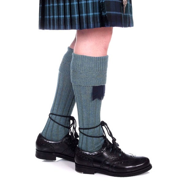 Lovat Blue Kilt Hose - Wool Blend - Made in Scotland - The Celtic Croft - Kilt Socks