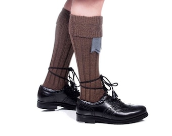 Weathered Brown Kilt Hose - Wool Blend - Made in Scotland - The Celtic Croft - Kilt Socks