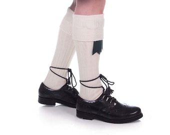 Wool Cream Kilt Hose - Wool Blend - Made in Scotland - Off-White - Ecru - White - The Celtic Croft - Kilt Socks