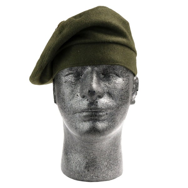 Khaki Military-Style Balmoral/Tam - 100% Felted Wool - Military Green Tam.