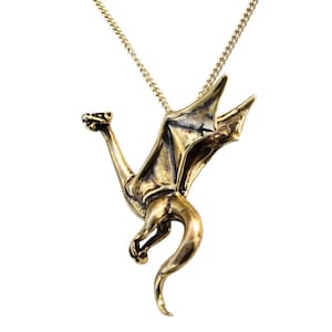 Perched Wyvern Dragon Pendant - Bronze or Silver - Handcrafted in the USA