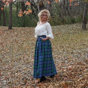 Gathered Skirt A-L Tartans - Full Length Homespun Wool Gathered Skirt - Made in the USA