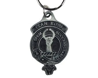 Ross Clan Crest Solid Pewter Key Chain - Scottish Clan