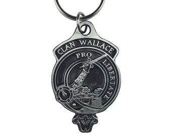 Wallace Clan Crest Solid Pewter Key Chain - Scottish Clan