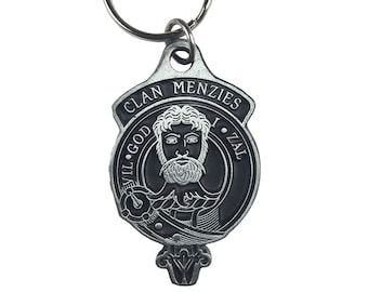 Menzies Clan Crest Solid Pewter Key Chain - Scottish Clan