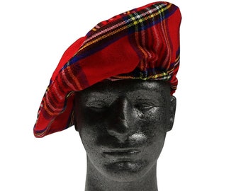Vintage Scottish Wool Tam Hat: Royal Stewart Red Tartan 