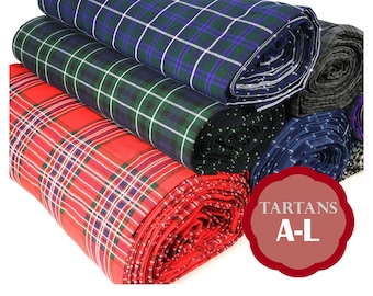 RED ROYAL STEWART TARTAN 100% FINE WEAVE COTTON CHECK FABRIC