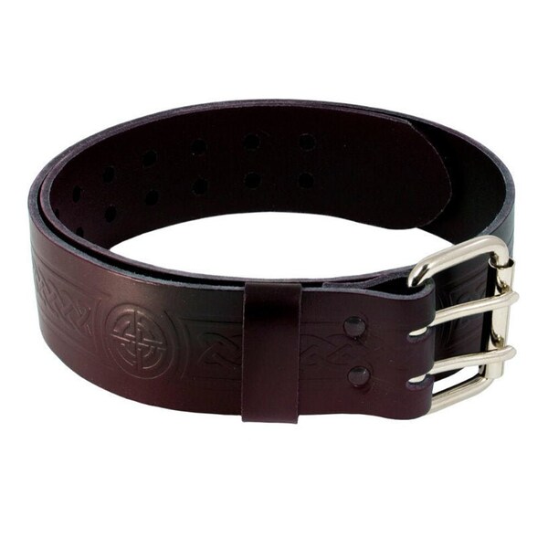 Celtic Knot Utility Belt and Buckle - Brown Utility Kilt Belt - The Celtic Croft