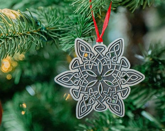 Celtic Knot Snowflake Ornament - Christmas Tree Ornament Made in Canada