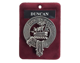 Duncan  Cap Badge - Pewter Clan Crest Badge - Gaelic Themes Cap Badge or Brooch - Disce Pati