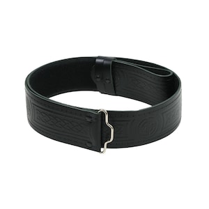 Celtic Embossed Quality Leather Kilt Belt - The Celtic Croft - Made in Scotland