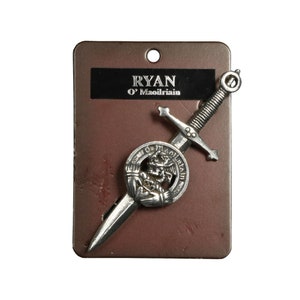 Ryan (O&#39;Maoilrian) Irish Family Crest Kilt Pin - Made in Scotland - Coat of Arms