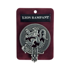 Rampant Lion Cap Badge - Pewter Crest Badge - Gaelic Themes Cap Badge or Brooch - Lion Rampant