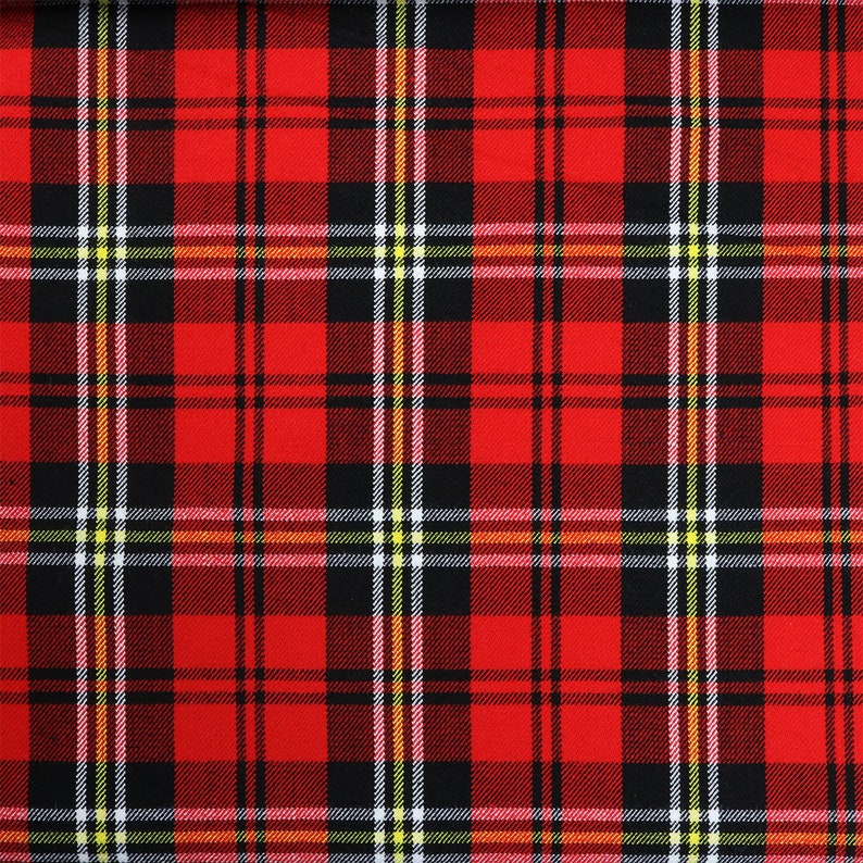 MacPherson of Cluny Red Modern Tartan Homespun Wool Blend Tartan Fabric Machine Washable image 1