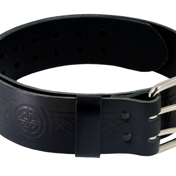 Celtic Knot Utility Leather Belt and Buckle - Made in Scotland - The Celtic Croft