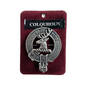 Insigne de casquette Colquhoun - Insigne de casquette de clan en étain - Insigne de casquette ou broche écossais thèmes gaéliques - Si Je Puis