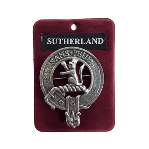 Sutherland Cap Badge - Pewter Clan Crest Badge - Gaelic Themes Cap Badge or Brooch - Sans Peur