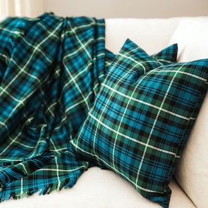 Tartan Pillows and Blanket - M-Y Tartans - Homespun Wool Blend