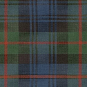 May include: A detailed view of a tartan design, showcasing a grid of intersecting lines. The pattern uses blue, green, brown, and red hues. The symmetrical layout is ideal for textiles and fabric designs.