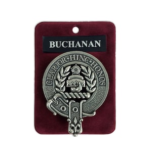 Buchanan Cap Badge - Pewter Clan Crest Badge - Gaelic Themes Cap Badge or Brooch - Clarior Hinc Honos