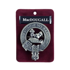 MacDougall Cap Badge - Pewter Clan Crest Badge - Gaelic Themes Cap Badge or Brooch - Buaidh No Bas