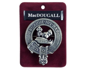 MacDougall Cap Badge - Pewter Clan Crest Badge - Gaelic Themes Cap Badge or Brooch - Buaidh No Bas