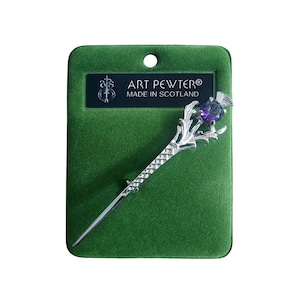 Amethyst Thistle Kilt Pin - Celtic Thistle Kilt Pin - Celtic Kilt Pin - Kilt Accessories - Made in Scotland