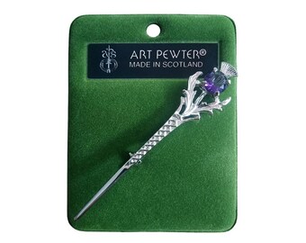 Amethyst Thistle Kilt Pin - Celtic Thistle Kilt Pin - Celtic Kilt Pin - Kilt Accessories - Made in Scotland