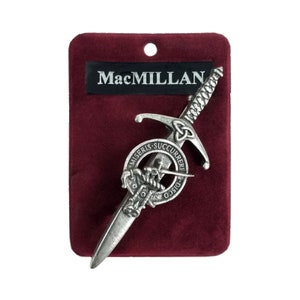 MacMillan Clan Crest Kilt Pin - Gaelic Themes Kilt Pin - Miseris Succurrere Disco